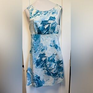 Anthropologie Blue Marble Print Dress